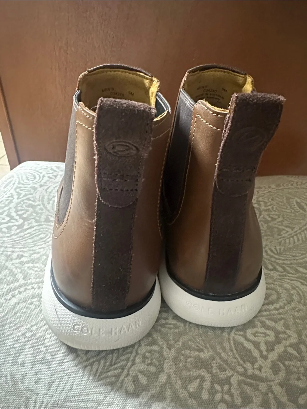 Cole Haan Brown Leather Chelsea Sneaker Boots Zero Grand with White Sole